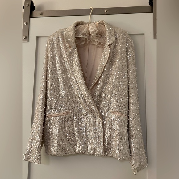 Blazer Jacket sequin pearl Maeve for Anthropologie - Picture 1 of 6